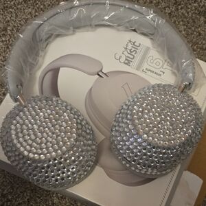 Silver Rhinestone Over-Ear Headphones